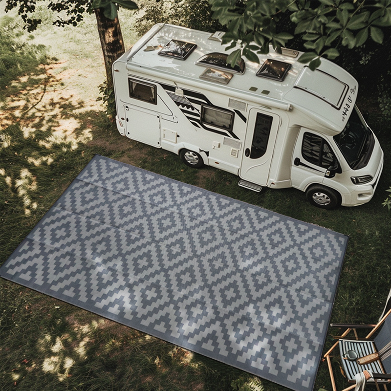 FoldablePpRugPackaging-z7dj Geometric pattern jacquard mats for outdoor living spaces