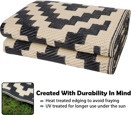 GeometricOutdoorRug Outdoor Mat Sizes for Patio, RV and Backyard Use